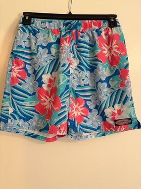 Vineyard Vines Kids Tropical Floral Swim Trunks - Blue, Pink, White